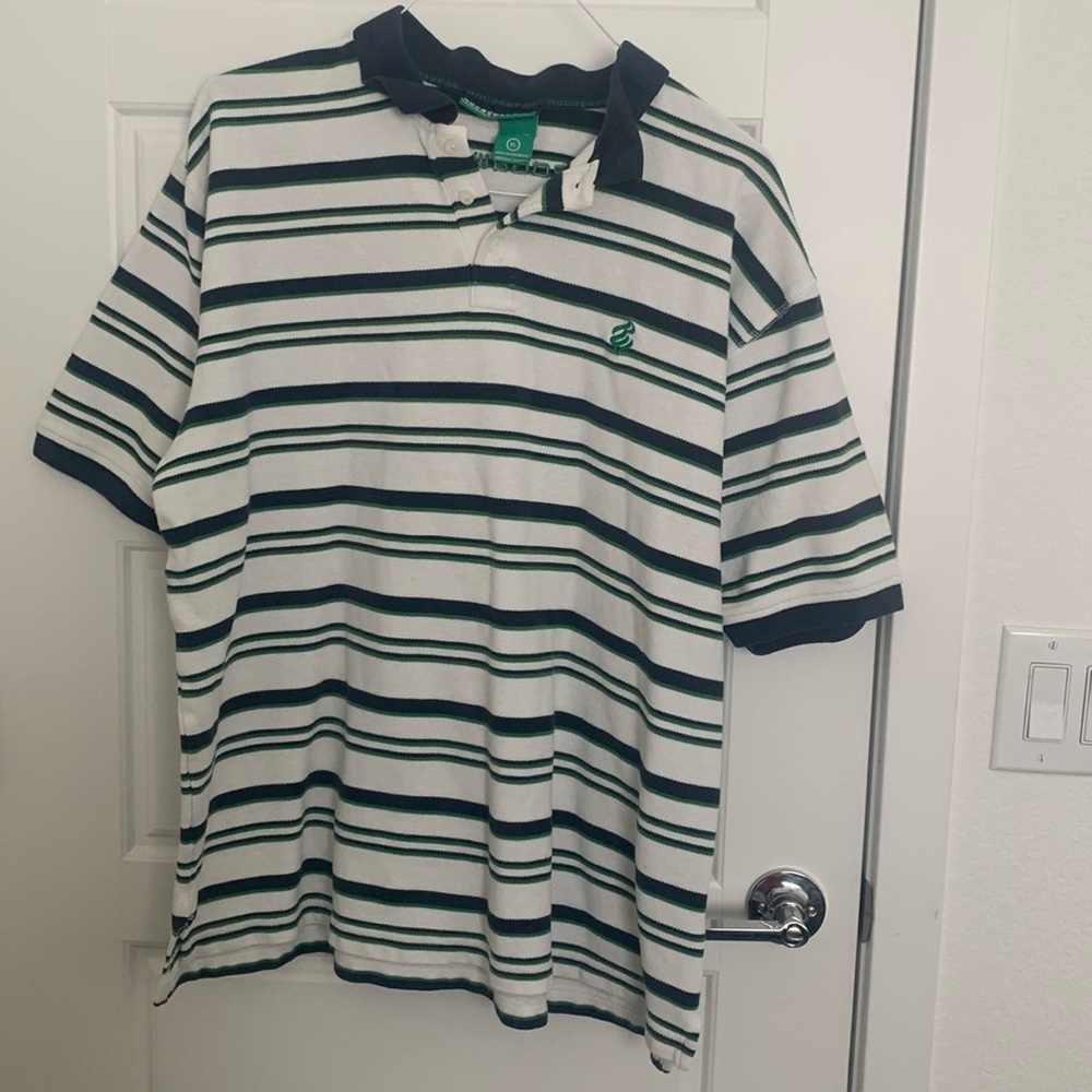 Rocawear Striped White Polo Shirt